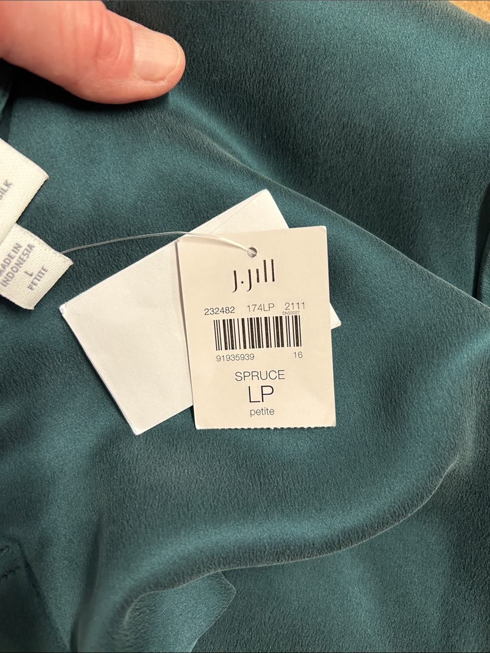 NWT J. Jill 100% Silk Long Sleeve Top Blouse LP Large Petite Work Casual - Picture 5 of 16